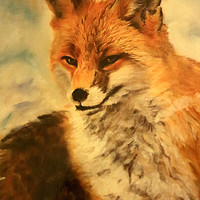Buy canvas prints of Pastel painting of a Fox by Linda Lyon