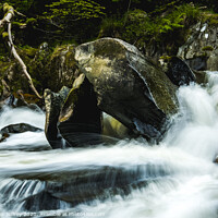 Buy canvas prints of River Braan Tumbling by Boulders by Alexander Jeffrey