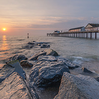 Buy canvas prints of Sunrise over the sea, Southwold, Suffolk  by Graeme Taplin Landscape Photography