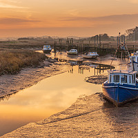Buy canvas prints of Boats at sunrise Thornham Staithe Norfolk by Graeme Taplin Landscape Photography