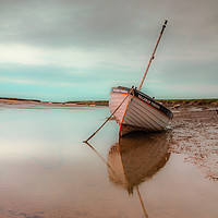 Buy canvas prints of Sailing boat at low tide, Burnham Overy Staithe, n by Graeme Taplin Landscape Photography