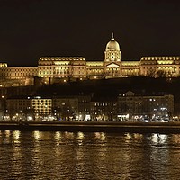 Buy canvas prints of Buda Castle at night                   by John Iddles