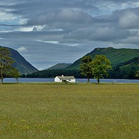 Buy canvas prints of Lonely cottage on Buttermere                       by John Iddles