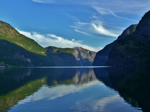 Aurlandsfjorden and Reflections Picture Board by John Iddles