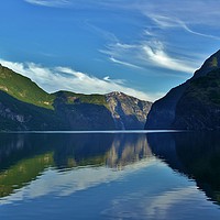 Buy canvas prints of Aurlandsfjorden and Reflections by John Iddles