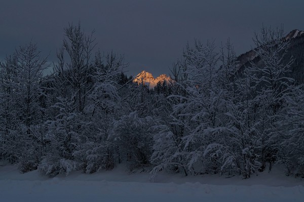 Dawn light hits Bavarian Alps Picture Board by John Iddles