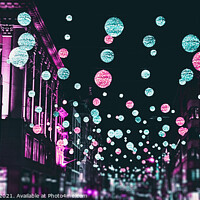 Buy canvas prints of London Christmas Lights in cyberpunk colours by Milton Cogheil
