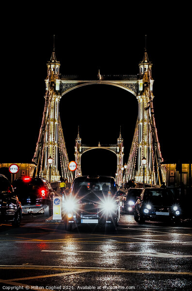 Iconic Albert bridge at night Picture Board by Milton Cogheil