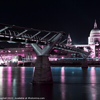 Buy canvas prints of St Paul`s Cathedral and the Millennium Bridge at night by Milton Cogheil