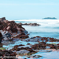 Buy canvas prints of Panoramic long exposure of Rocky Beach (Newtrain Bay) rock pools in Cornwall by Milton Cogheil