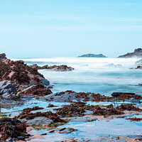 Buy canvas prints of Long exposure of rock pools in Newtrain Bay (Rocky Beach) Cornwall by Milton Cogheil