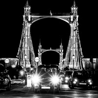 Buy canvas prints of Iconic Albert bridge in black and white by Milton Cogheil