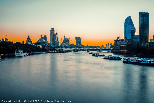 River Thames Sunrise Picture Board by Milton Cogheil