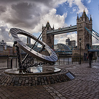 Buy canvas prints of Tower Bridge and the Timepiece Sundial by Milton Cogheil