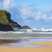 Buy canvas prints of Windy Bedruthan Beach by Milton Cogheil