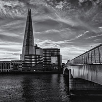 Buy canvas prints of The Shard & London Bridge - B&W by Milton Cogheil