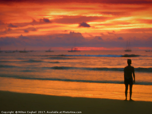 Orange Sunset Picture Board by Milton Cogheil