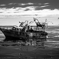 Buy canvas prints of Argentine Fishing Boat - B&W by Milton Cogheil