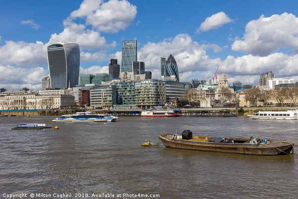 London River Thames Cityscape Picture Board by Milton Cogheil