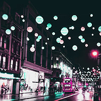 Buy canvas prints of London Christmas Lights with cyberpunk colours by Milton Cogheil