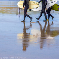 Buy canvas prints of Surfers on Polzeath beach, Cornwall by Milton Cogheil