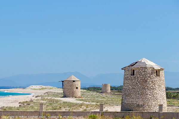 Ancient Windmills in Lefkada, Greece Picture Board by Milton Cogheil