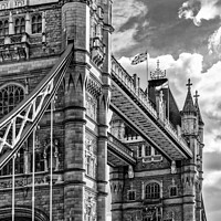 Buy canvas prints of Towers of Tower Bridge - B&amp;W by Milton Cogheil