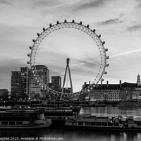 Buy canvas prints of The London Eye at sunrise - B&W by Milton Cogheil