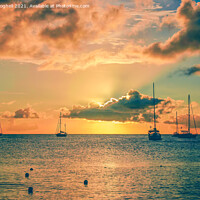 Buy canvas prints of Sunset at Rodney Bay, St Lucia by Milton Cogheil