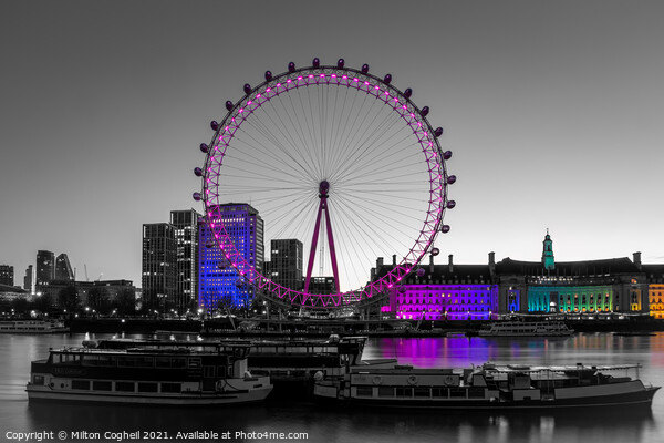 The London Eye at sunrise - Colour Pop Picture Board by Milton Cogheil