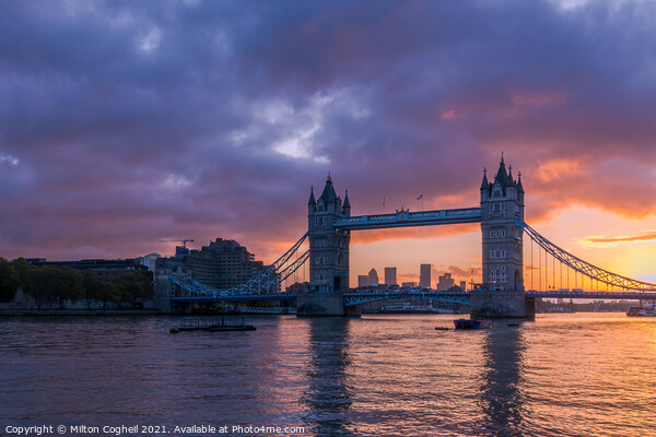 Tower Bridge At Sunrise Picture Board by Milton Cogheil
