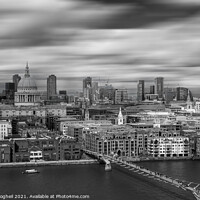 Buy canvas prints of Black and white aerial London riverside cityscape by Milton Cogheil