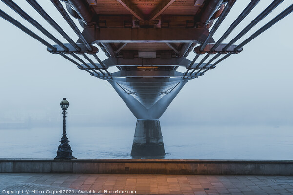 London Millennium Bridge in the fog Picture Board by Milton Cogheil