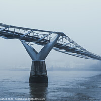 Buy canvas prints of Millennium Bridge London disappearing in heavy fog by Milton Cogheil