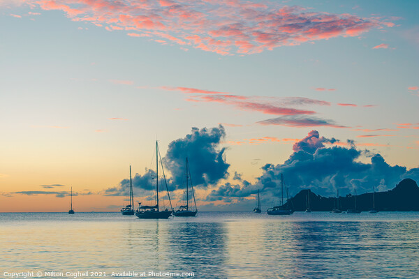 Rodney Bay Sunset, St Lucia Picture Board by Milton Cogheil