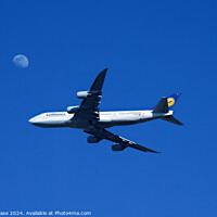 Buy canvas prints of Lufthansa 747-830 Flies the Moon by John Chase