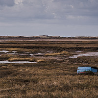Buy canvas prints of Boat on the salt marsh at Brancaster, Norfolk by Nichol Pope