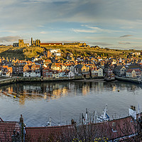 Buy canvas prints of Whitby Harbour Panorama by Steve Whitham