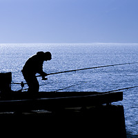 Buy canvas prints of Early morning fishing off Scarborough harbour. by Steve Whitham