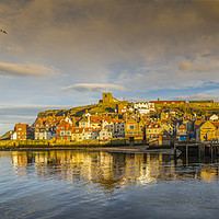 Buy canvas prints of Sun Setting on Whitby Harbour. by Steve Whitham