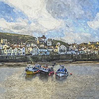 Buy canvas prints of Staithes Harbour Watercolour by Steve Whitham