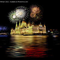 Buy canvas prints of Parliament Building Fireworks, Budapest. by Steve Whitham