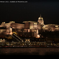 Buy canvas prints of The Royal Palace, Budapest, at night. by Steve Whitham