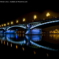 Buy canvas prints of  Floodlit Margaret Bridge, Budapest. by Steve Whitham