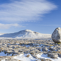 Buy canvas prints of Twistleton Scar, winter with eratic in foreground by Colin Jarvis