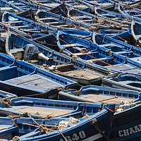 Buy canvas prints of Fishing Boats Moored Up, Essouria Morocco by Jon Wood