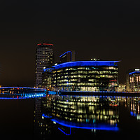 Buy canvas prints of Media City by night by Daniel Udale