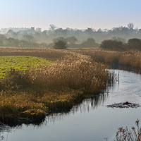 Buy canvas prints of Misty View on the River Glaven North Norfolk by Ann Mitchell