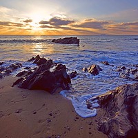 Buy canvas prints of Sunset At Dollar Cove, Cornwall by Libby Harris