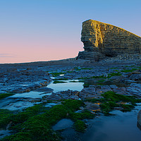 Buy canvas prints of Pink sky at Monknash by martin pulling